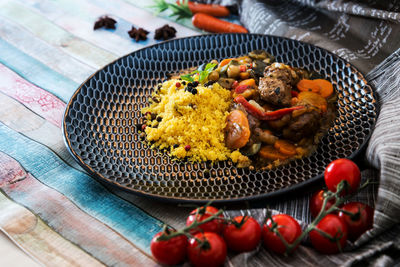 Close-up of food in plate on table