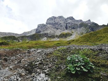 Scenic view of rocky mountains against sky