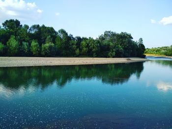 Scenic view of lake against sky