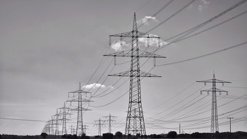 Low angle view of electricity pylon