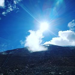 Scenic view of landscape against blue sky