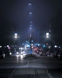 Traffic on street at night