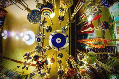 Low angle view of colorful lanterns