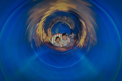 Close-up of blue water in tunnel