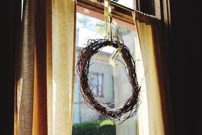Wreath hanging at window