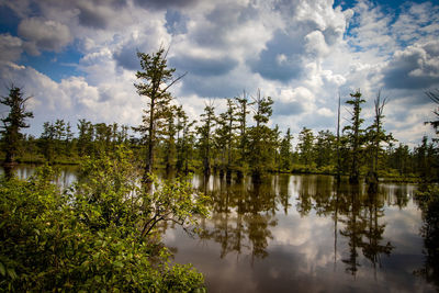 Scenic view of lake against sky
