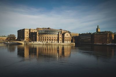 Reflection of buildings in water