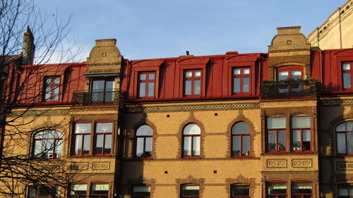 Low angle view of buildings against sky