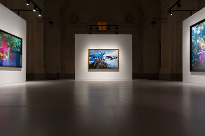 Interior of illuminated museum