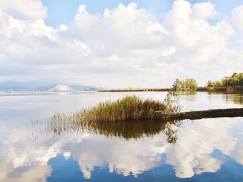 Scenic view of lake against sky