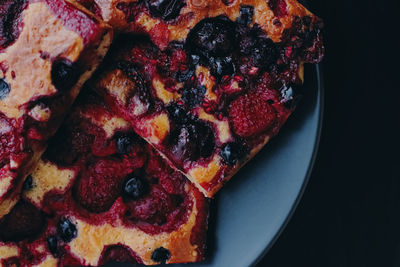 High angle view of cake slice in plate