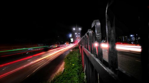 Light trails on street at night