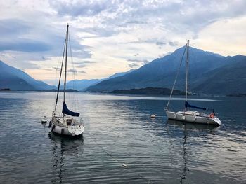 View of sailboat in sea against sky