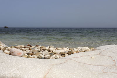 Scenic view of sea against clear sky