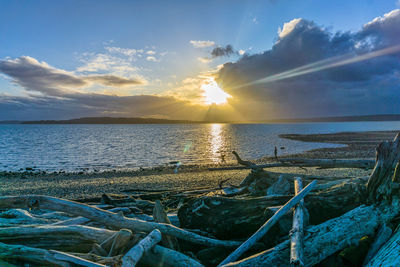 Scenic view of sunset over sea