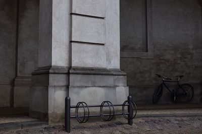 Bicycle rack against wall