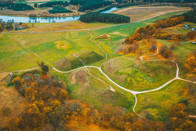 High angle view of road amidst landscape