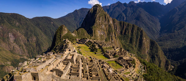 Panoramic view of mountain range against sky