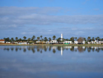 Scenic view of lake against sky