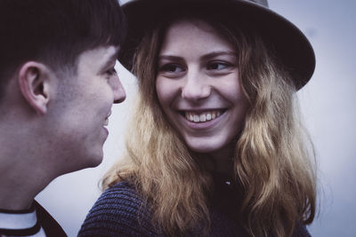 Close-up of smiling young couple