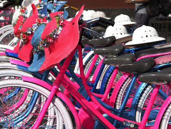 Close-up of bicycles