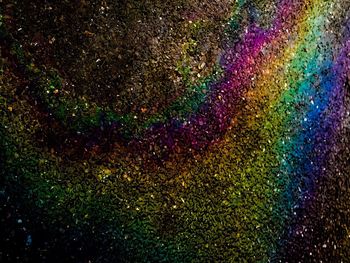 High angle view of rainbow over water