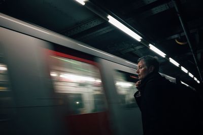 Train at railroad station platform