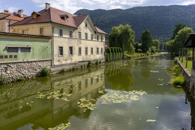 Reflection of building in lake