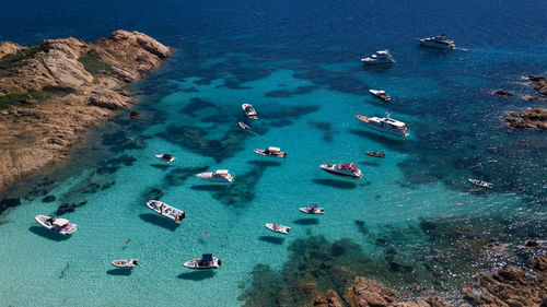 High angle view of people on beach