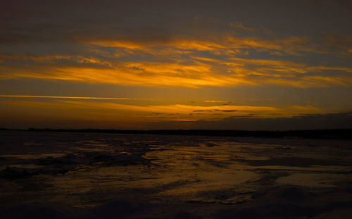 Scenic view of sunset over sea