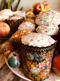 Close-up of dessert on table