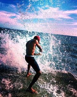 Woman enjoying in water