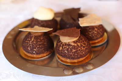 Close-up of dessert in plate on table