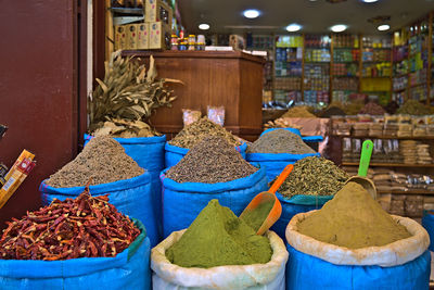 Various open spices in a typical oriental shop