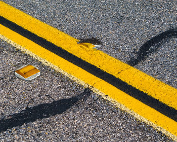 High angle view of zebra crossing on road