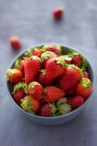 Close-up of strawberries in bowl