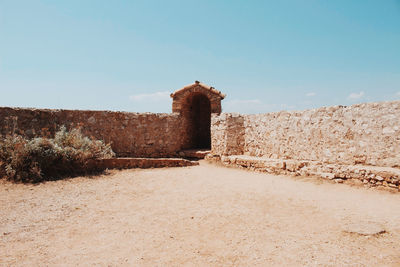 Old ruin building against clear sky