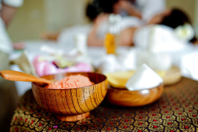 Close-up of food on table