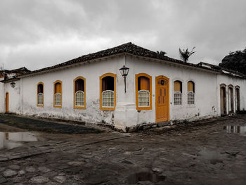 Exterior of historic building against sky