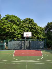 Basketball court with trees