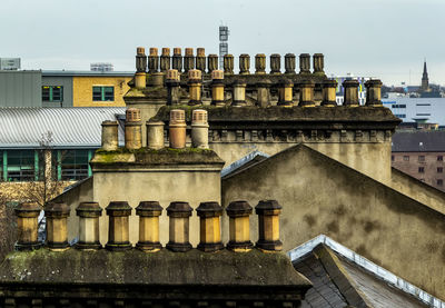 Victorian era chimney pots seen from the tyne bridge, newcastle upon tyne, england