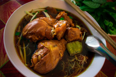 High angle view of seafood in bowl