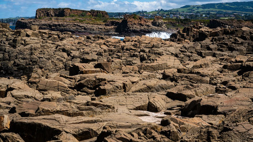 Panoramic view of rocks on beach