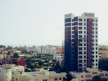 Residential buildings against clear sky