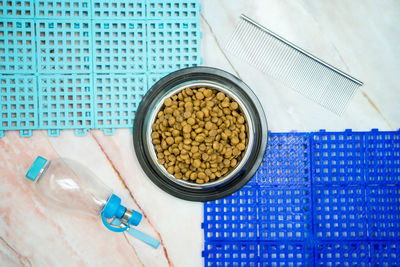 High angle view of food on table