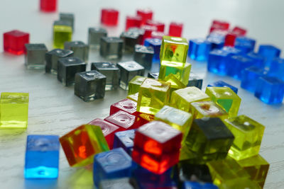 Close-up of gelatin desserts on table