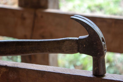 Close-up of rusty railing