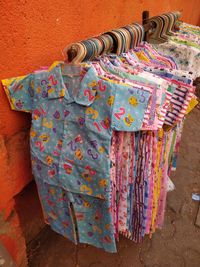 Close-up of clothes for sale