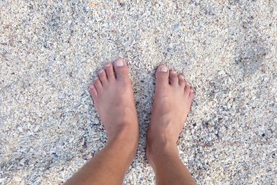 Low section of woman standing on beach