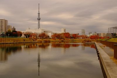 Reflection of city in water